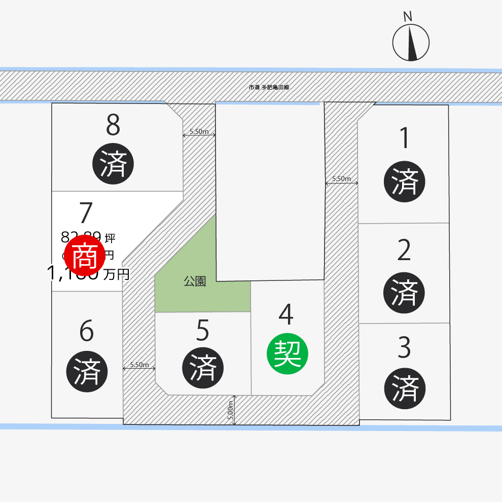 上林町8区画区画図