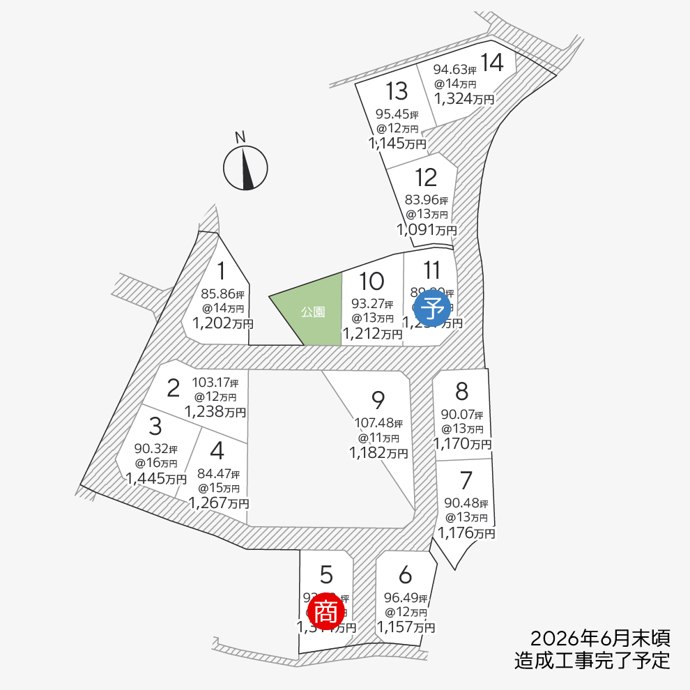 多肥上町・三谷町14区画区画図